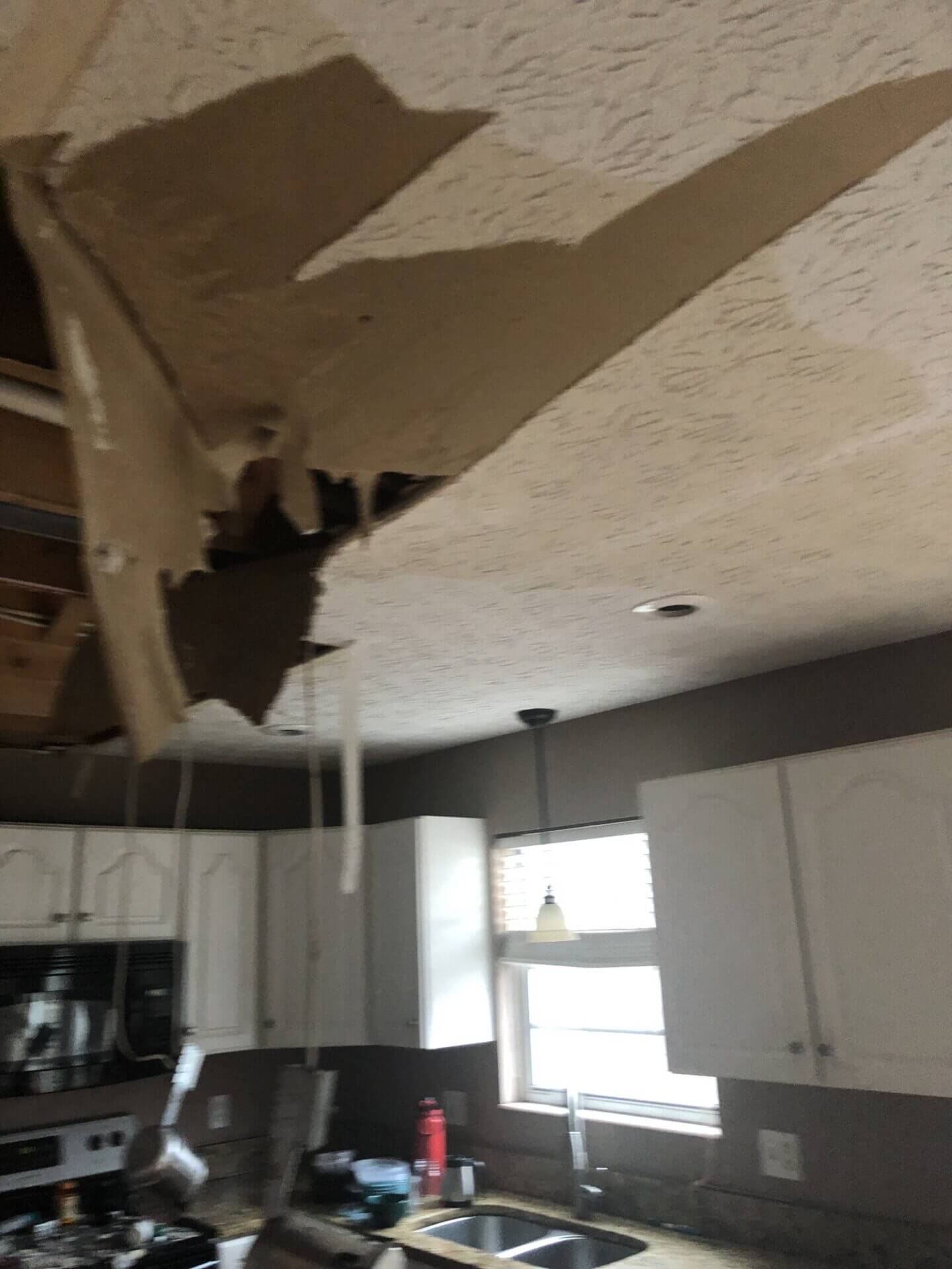 Residential water damage cleanup in progress